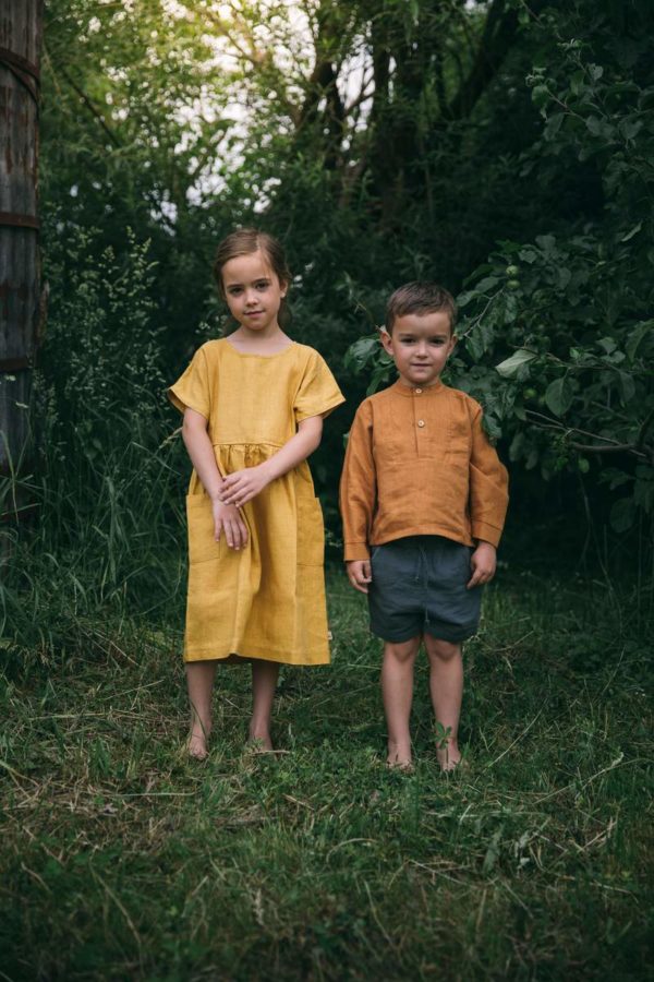Robe en lin enfant manches courtes "Eden" - Matona – Image 5