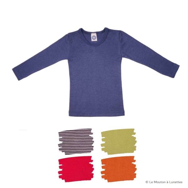 T-shirt en laine et soie manches longues enfant - COSILANA