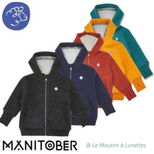 Manitober blouson en laine bouillie bio couleurs mixtes enfant