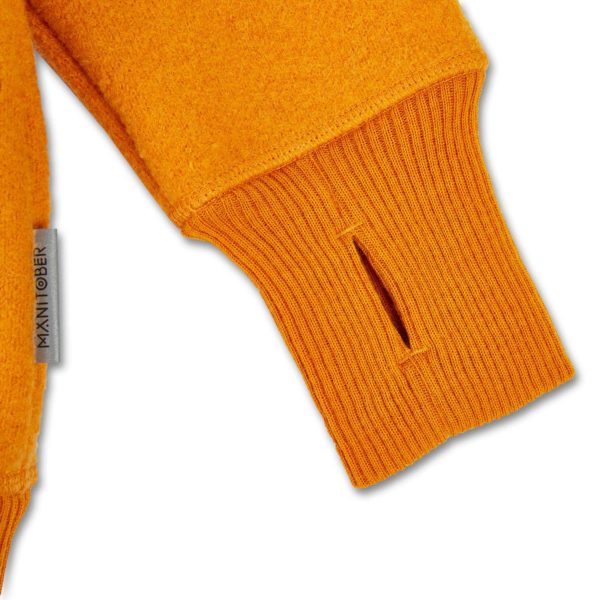 Blouson enfant Manitober laine bouillie bio avec zip et capuche jaune