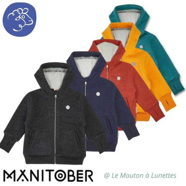 Manitober blouson en laine bouillie bio couleurs mixtes enfant