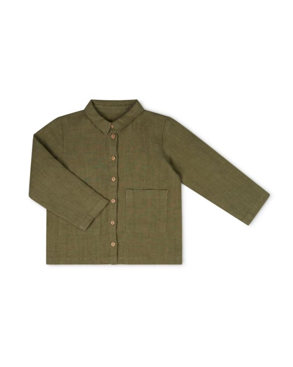 Matona-chemise-lin-bebe-enfant-vert-olive-ecologique_europe