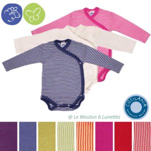 body bébé naissance croisé kimono en laine mérinos et soie cosilana bio