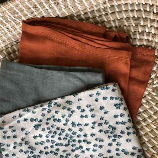 Lot de 3 langes en mousseline de coton bio Motif forêt – Image 2