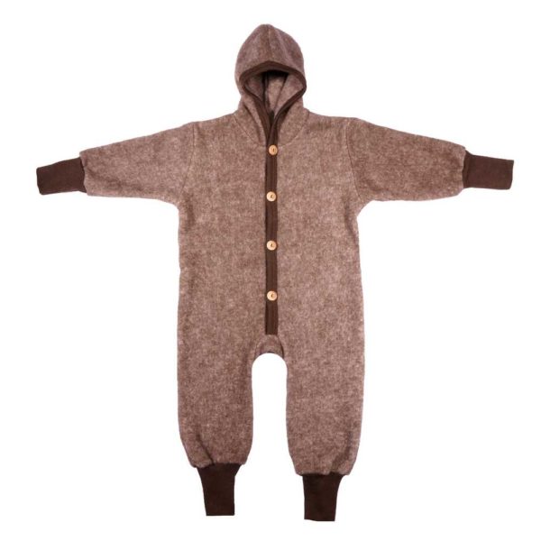 Combinaison pilote bébé laine polaire bio Cosilana évolutive brun chocolat