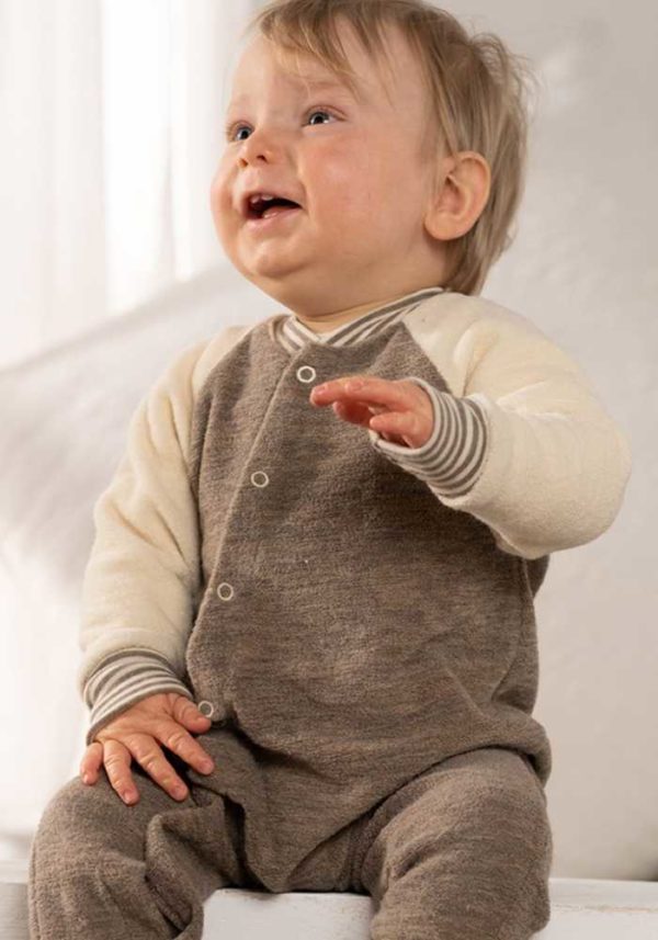 Pyjama bébé en laine bouclette ENGEL NATUR - Pyjama chaud 1 pièce sans pieds – Image 2