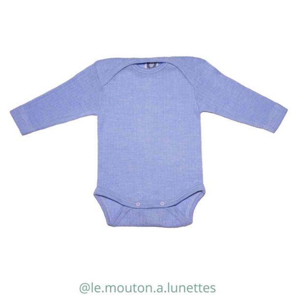Body bébé Cosilana manches longues en coton laine et soie