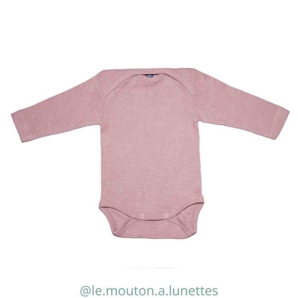 Body bébé Cosilana manches longues en coton laine et soie