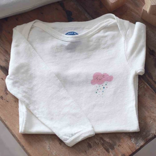 body en lin pour bébé Mont Chat Michel motif étoiles