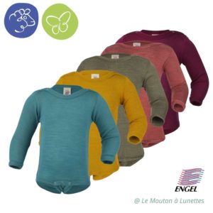 body bébé laine mérinos et soie engel natur bio manches longues