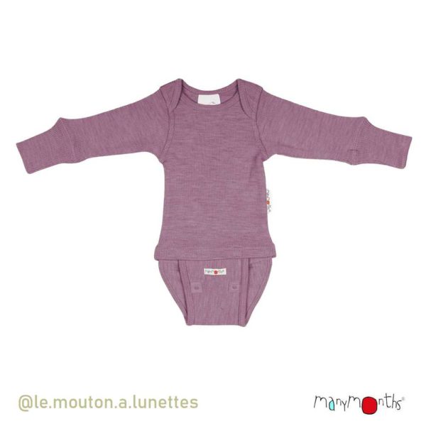 Body bébé évolutif en laine mérinos Manymonths rose vintage pink