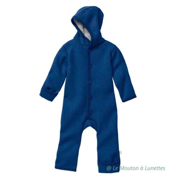 combinaison piloté bébé en laine bouillie mérinos bio disana bleu marine