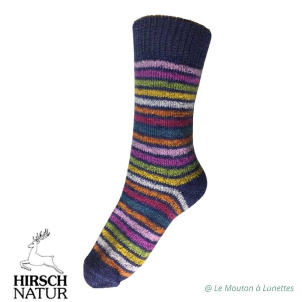 Hirsch Natur Chaussettes pure laine vierge bio chaudes et épaisses multicolore arc-en-ciel enfant et adulte
