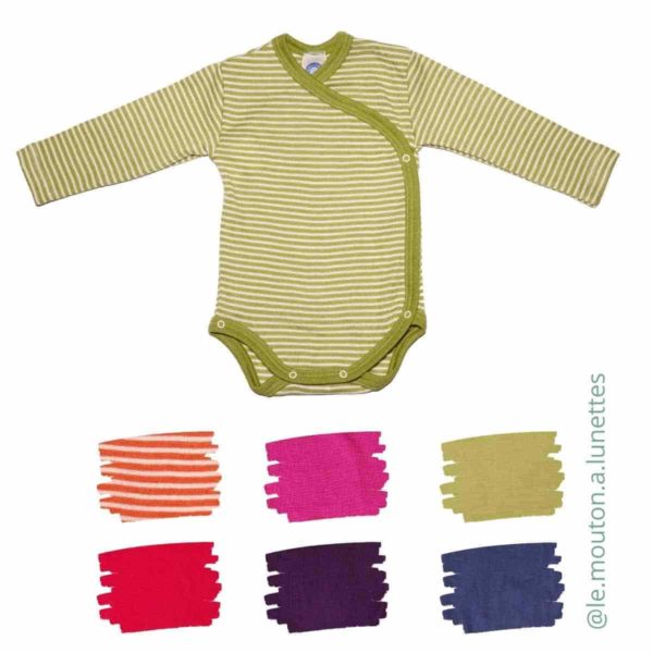 body croisé mérinos bébé body kimono cache-coeur bebe naissance laine merinos bio soie thermoregulateur cosilana