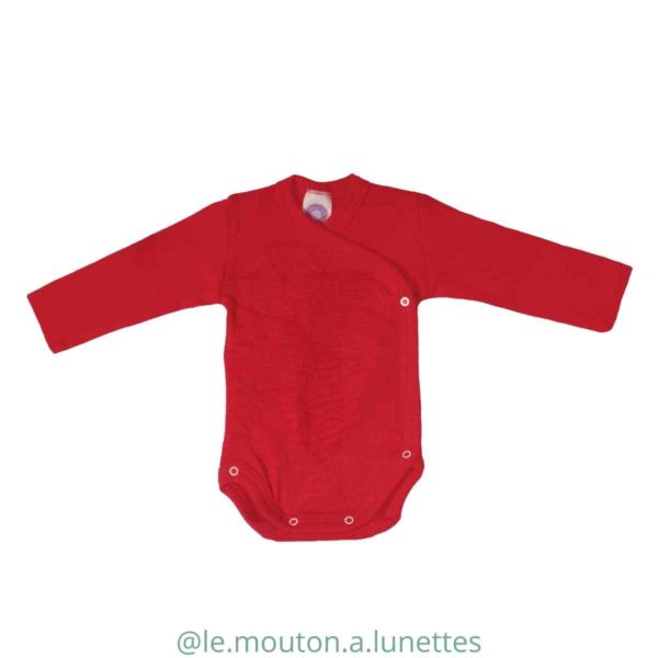 Body cache-coeur en laine et soie rouge cosilana