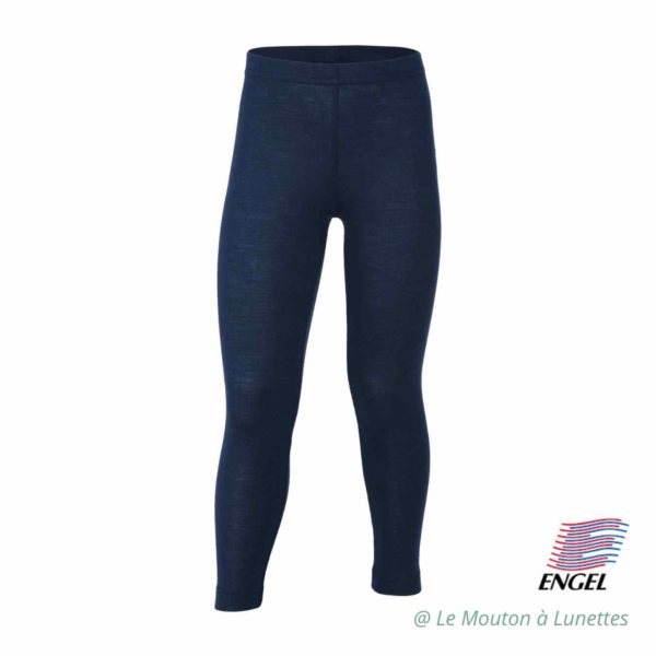 legging enfant laine mérinos soie engel natur bleu marine sous-couche thermique sous-vêtement ski