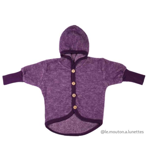 Veste gilet bebe laine polaire bio Cosilana lilas