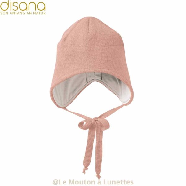 Bonnet en laine bouillie disana rose