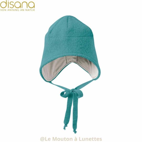 bonnet en laine bouillie disana turquoise