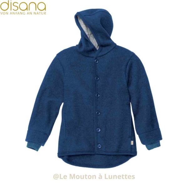 Veste en laine bouillie disana bleu marine
