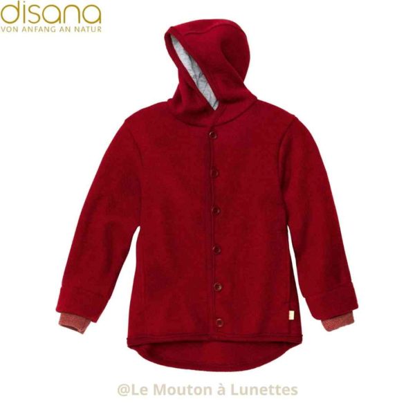 Veste disana en laine bouillie bordeaux pour enfant