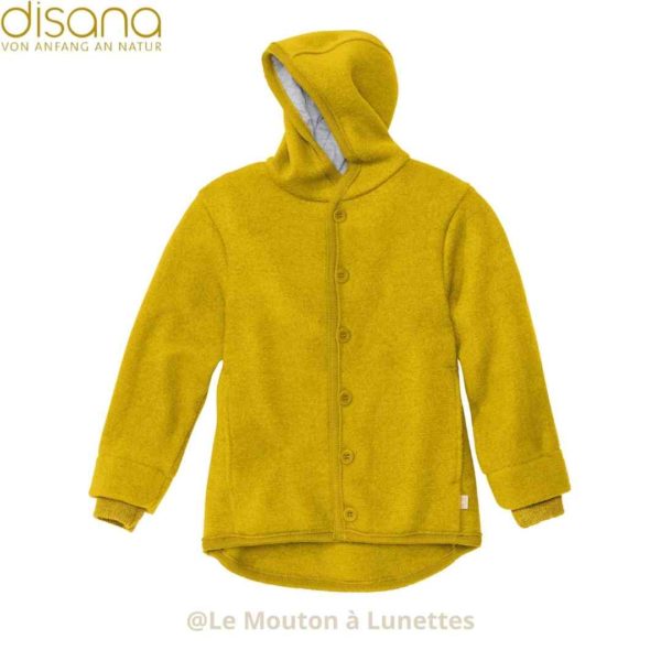 Veste disana en laine bouillie jaune curry pour enfant