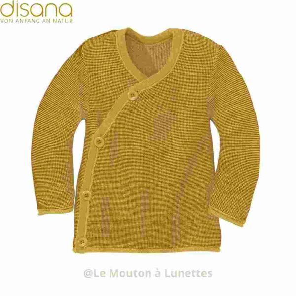 Gilet tricoté disana en laine mérinos curry