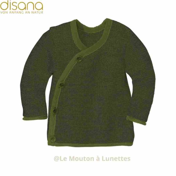 Gilet disana en laine mérinos olive