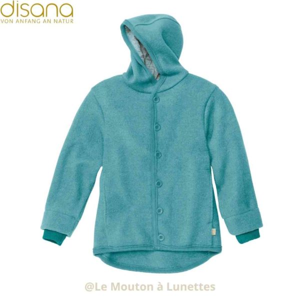 veste en laine bouillie disana turquoise