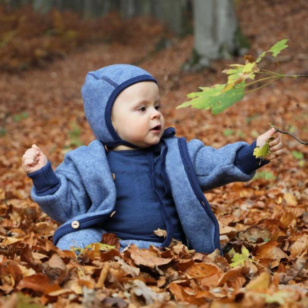Veste gilet en laine polaire bio Cosilana pour bébé et enfant laine et coton bio bleu