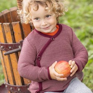 gilet disana en laine mérinos enfant cassis rosé mixte