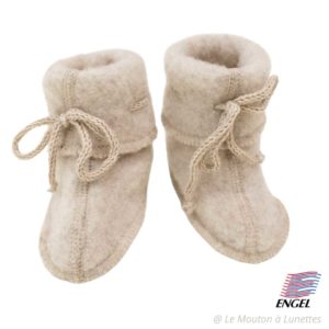 chaussons bébé polaire de laine bio engel natur beige sable