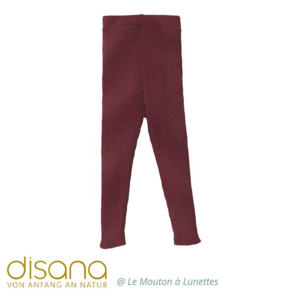 legging laine mérinos enfant disana tricot épais cassis
