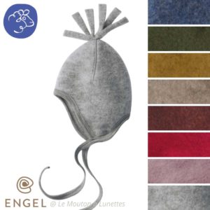 bonnet en laine polaire naturelle bio mérinos engel natur bébé enfant avec pompon