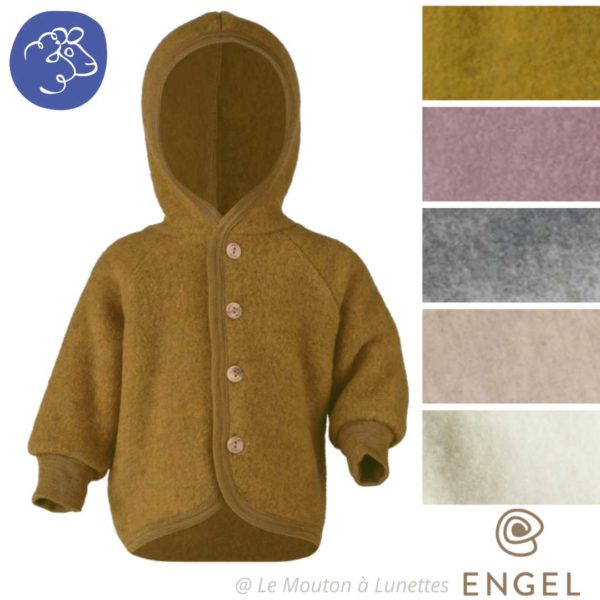 veste bébé en laine polaire naturelle bio mérinos engel natur gilet chaud à capuche