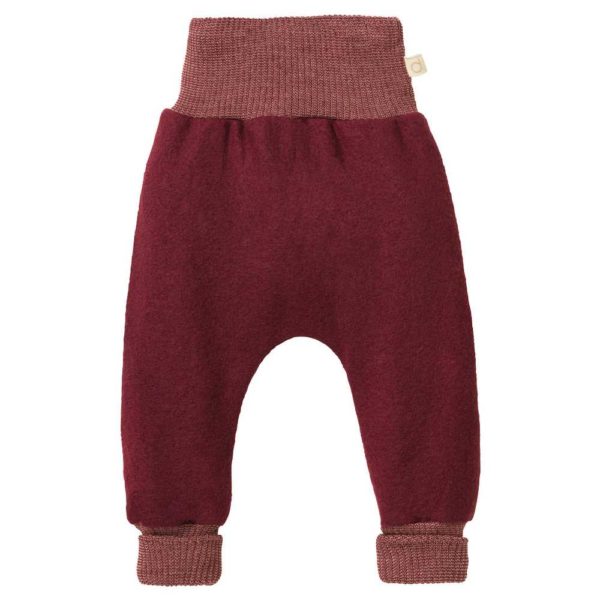 Pantalon bébé disana en laine bouillie fine légère mixte bio cassis