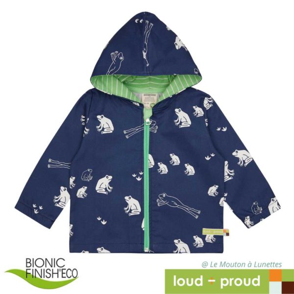 Veste coupe-vent enfant pluie Loud+Proud coton bio bionic finish