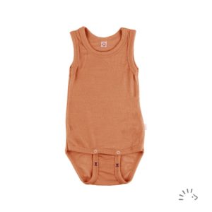 body bébé popolini laine et soie débardeur sans manches cannelle
