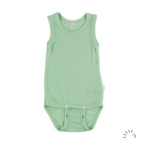 body bébé popolini laine et soie débardeur sans manches menthe