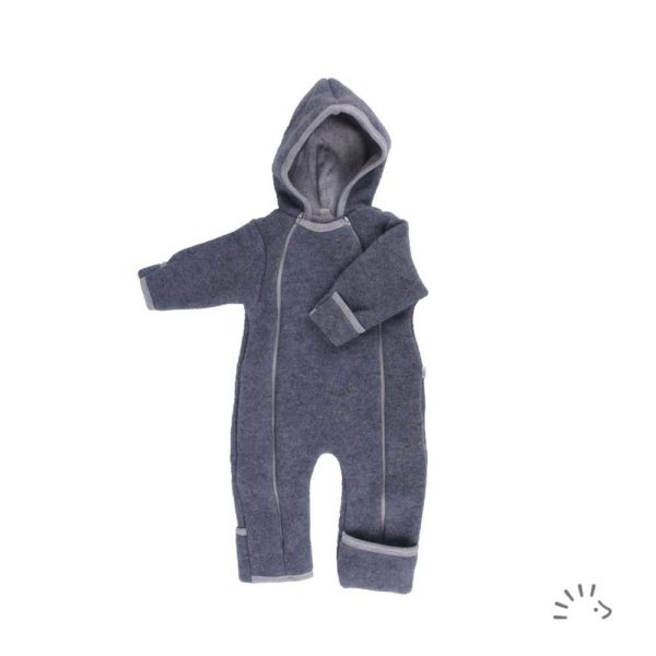 combinaison pilote bébé laine polaire fermeture éclair zip mérinos bio popolini iobio gris