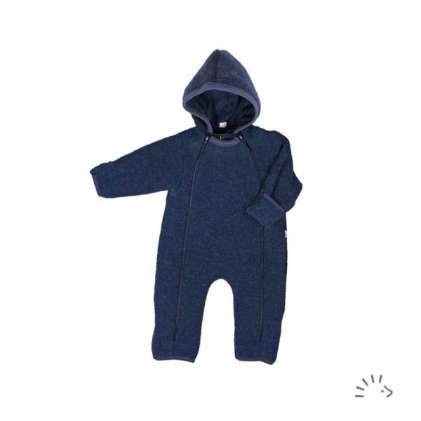 combinaison pilote bébé laine polaire fermeture éclair zip mérinos bio popolini iobio bleu