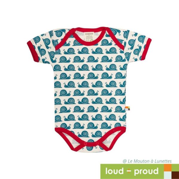 Body en coton bio bébé escargots bleus