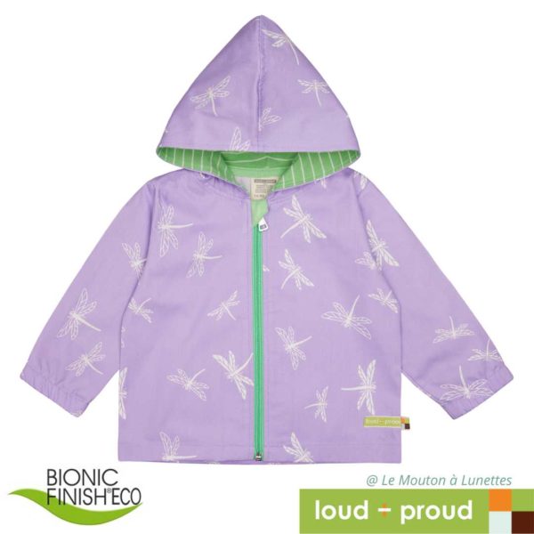 Veste coupe-vent enfant pluie Loud+Proud coton bio bionic finish
