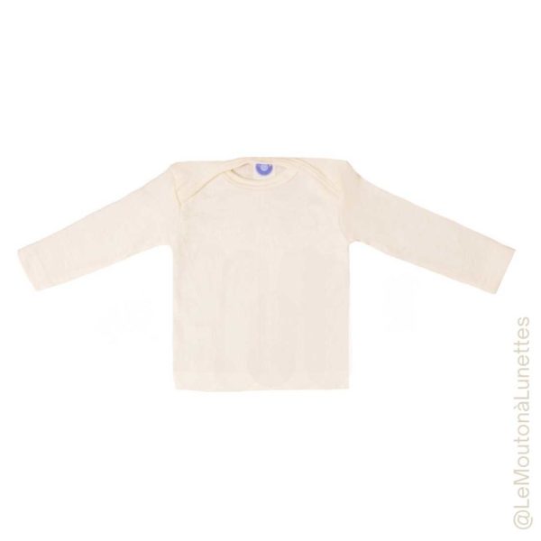 T-shirt bébé en laine et soie écru cosilana