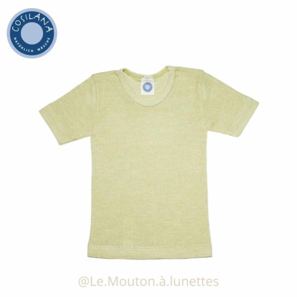 t-shirt enfant en coton laine et soie vert Cosilana