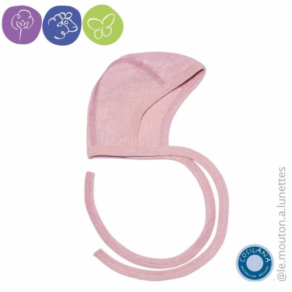 Bonnet naissance cosilana béguin en coton bio laine mérinos et soie