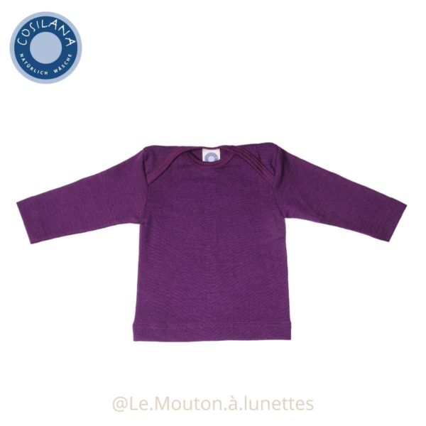 T-shirt bébé en laine et soie pourpre cosilana