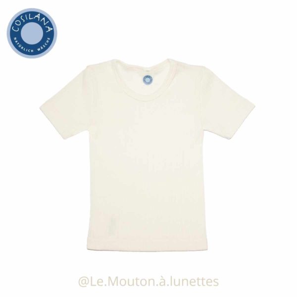 t-shirt enfant en coton laine et soie écru Cosilana