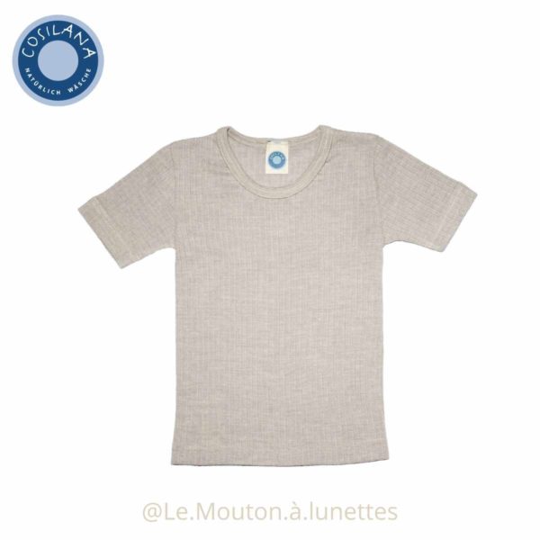 t-shirt enfant en coton laine et soie gris Cosilana