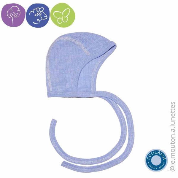 Bonnet bébé cosilana béguin en coton bio laine mérinos et soie